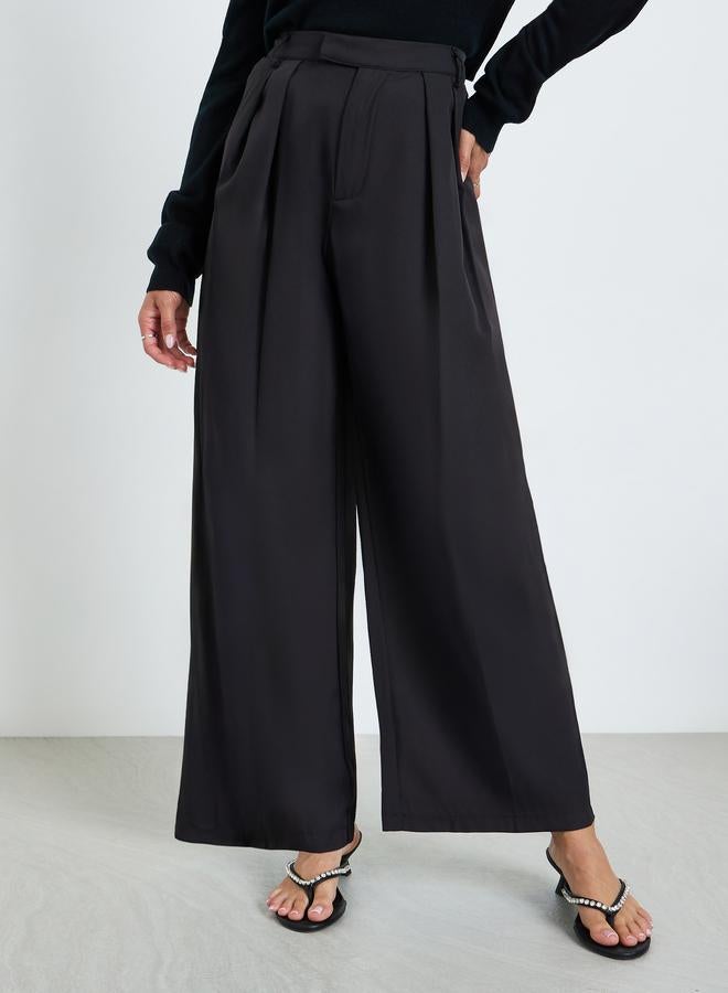 Styli Women Black Wide Leg Trousers - Image 1